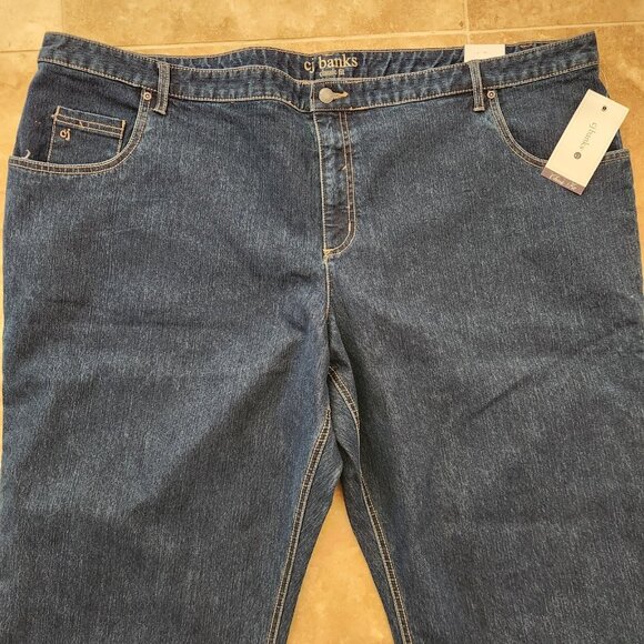 NWT CJ Banks Stretch Mid Rise Classic Fit Jeans 30W Petite 50x28 Blue NEW - Picture 7 of 11